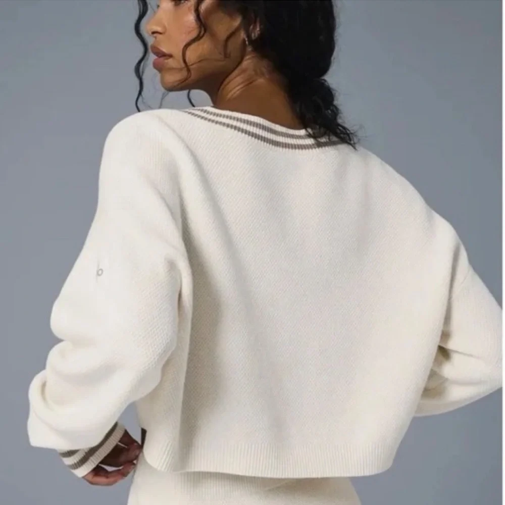 Alo Yoga Tennis Club Sweater Knit V Neck Pullover XS